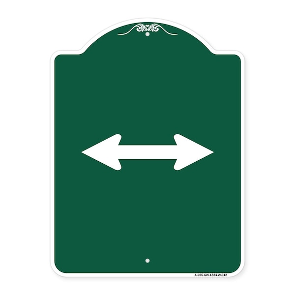 Designer Series Bidirectional Arrow Black, Green & White Aluminum Sign, 18" x 24", GW-1824-24312